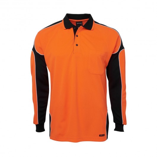 Orange Black Gunna Hi Vis LS Polo Shirts